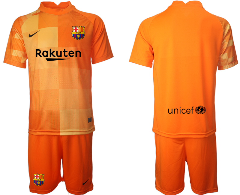 Men 2021-2022 Club Barcelona orange red goalkeeper blank Soccer Jersey