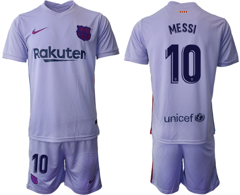 Men's 2021-2022 Club Barcelona away purple 10 Soccer Jersey
