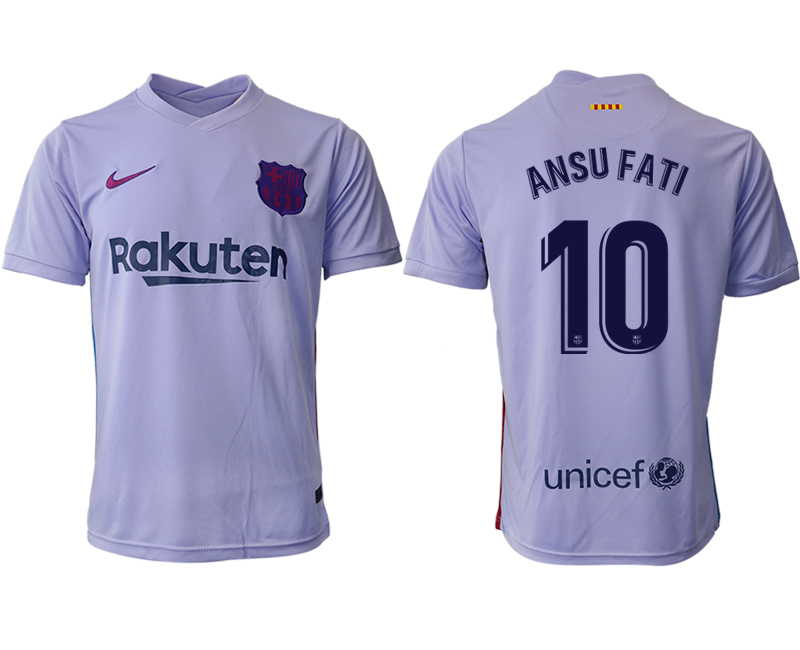 Men's 2021-2022 Club Barcelona away aaa version purple 10 Soccer Jersey