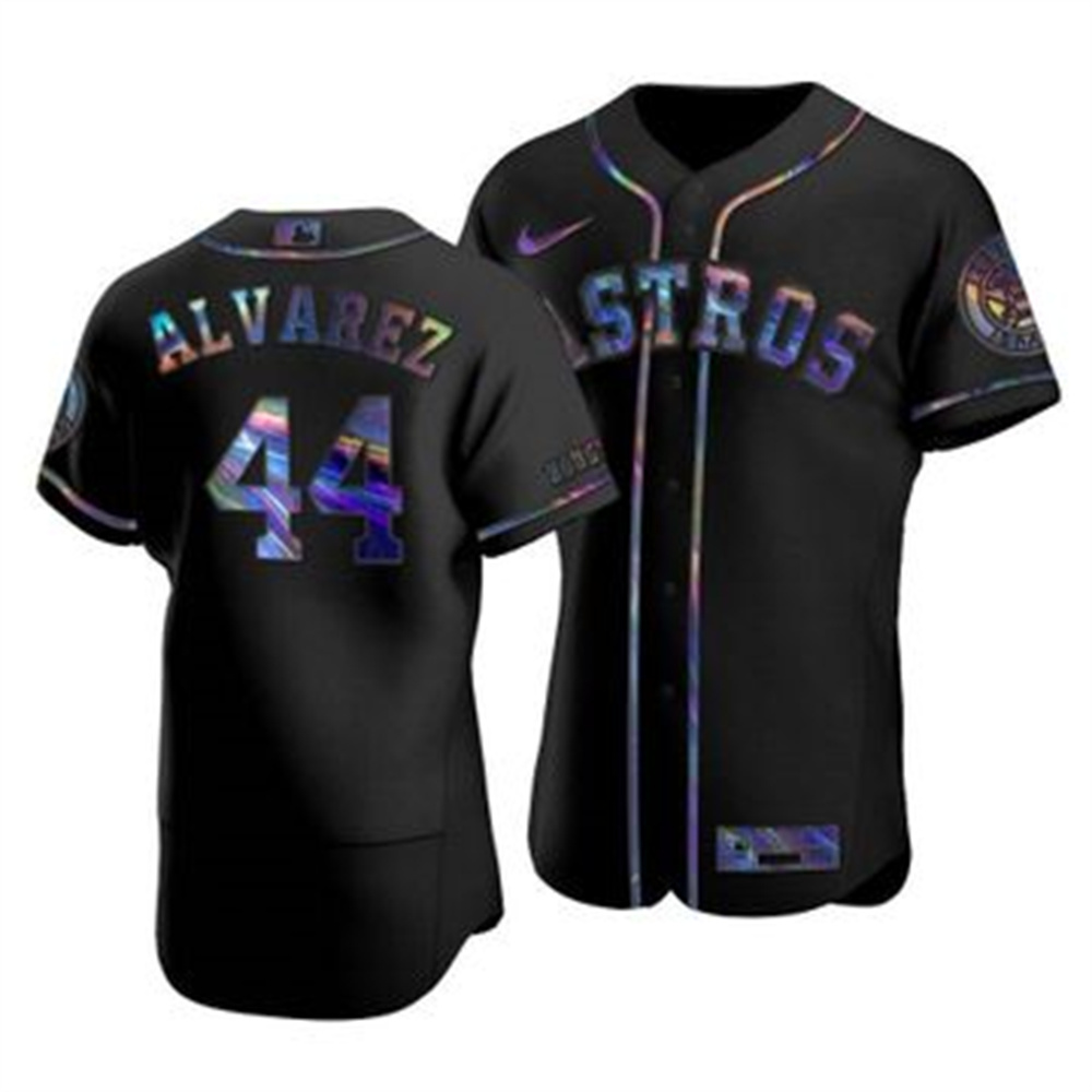 Men's Houston Astros #44 Yordan Alvarez Nike Iridescent Holographic Collection MLB Jersey - Black