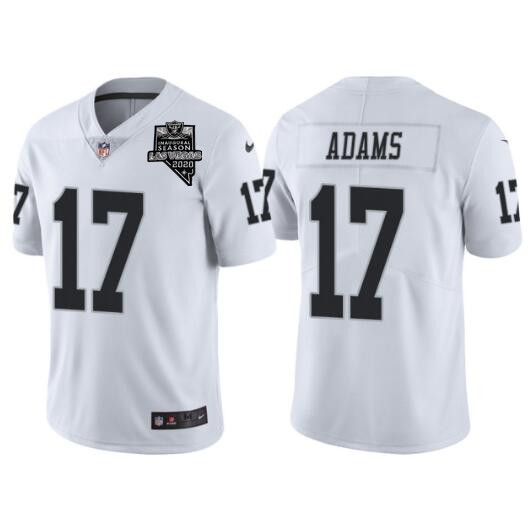 Men's Las Vegas Raiders #17 Davante Adams White With 2020 Inaugural Season Patch Vapor Limited Stitched Jersey Men's Las Vegas Raiders #17 Davante Adams White With 2020 Inaugural Season Patch Vapor Limited Stitched Jersey