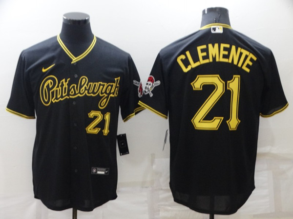 Men's Pittsburgh Pirates #21 Roberto Clemente Black Cool Base Stitched Jersey