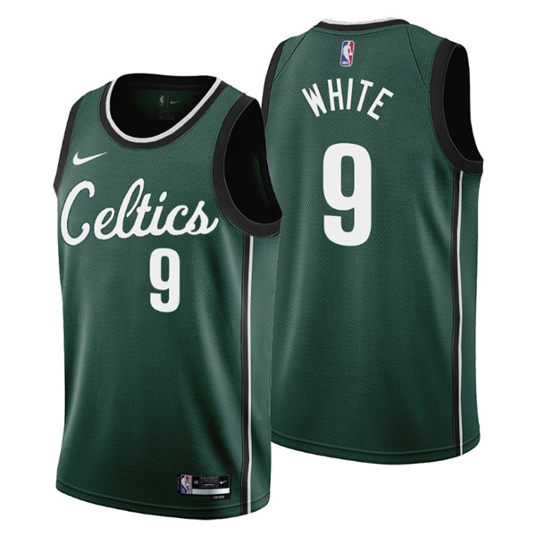 Men's Boston Celtics #9 Derrick White 2022-23 Green City Edition Stitched Jersey Men's Boston Celtics #9 Derrick White 2022-23 Green City Edition Stitched Jersey