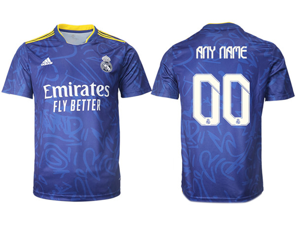 Men's Real Madrid Custom 2021-22 Blue Away Soccer Jersey
