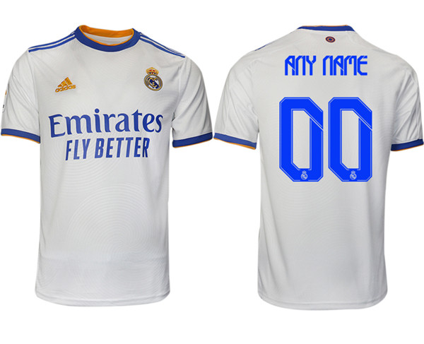 Men's Real Madrid Custom 2021-22 White Home Soccer Jersey