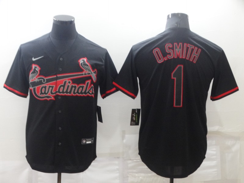 Men's St Louis Cardinals #1 Ozzie Smith Lights Out Black Fashion Stitched MLB Cool Base Nike Jersey