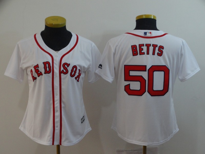 Women's Boston Red Sox #50 Mookie Betts White Home Stitched MLB Cool Base Jersey Women's Boston Red Sox #50 Mookie Betts White Home Stitched MLB Cool Base Jersey