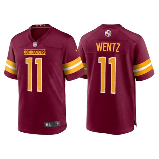 Men's Washington Commanders #11 Carson Wentz 2022 Burgundy Game Stitched Jersey Men's Washington Commanders #11 Carson Wentz 2022 Burgundy Game Stitched Jersey