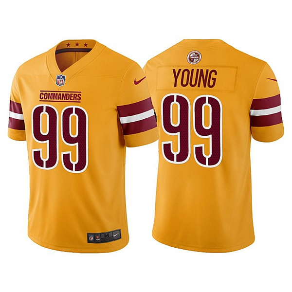 Men's Washington Commanders #99 Chase Young Gold Vapor Untouchable Stitched Football Jersey Men's Washington Commanders #99 Chase Young Gold Vapor Untouchable Stitched Football Jersey
