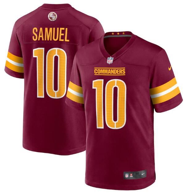 Men's Washington Commanders #10 Curtis Samuel 2022 Burgundy Game Stitched Jersey Men's Washington Commanders #10 Curtis Samuel 2022 Burgundy Game Stitched Jersey