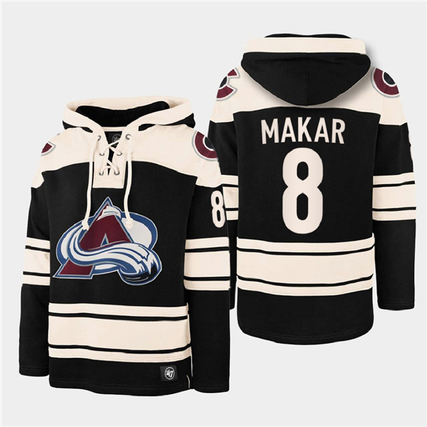 Men's Colorado Avalanche #8 Cale Makar Black All Stitched Sweatshirt Hoodie Men's Colorado Avalanche #8 Cale Makar Black All Stitched Sweatshirt Hoodie