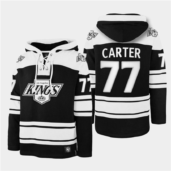 Men's Los Angeles Kings #77 Jeff Carter Black Ageless Must-Have Lace-Up Pullover Hoodie