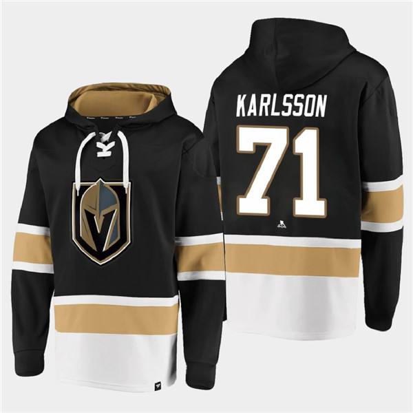Men's Vegas Golden Knights #71 William Karlsson Black All Stitched Sweatshirt Hoodie