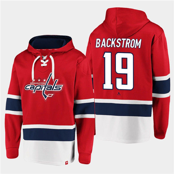 Men's Washington Capitals #19 Nicklas Backstrom Red All Stitched Sweatshirt Hoodie
