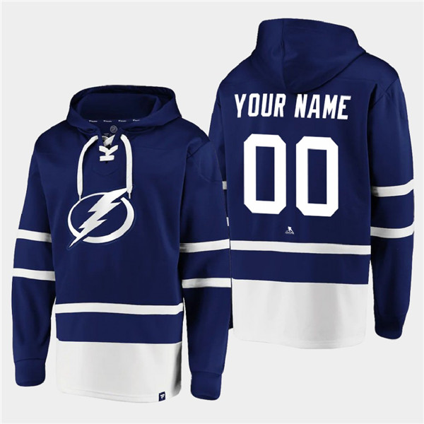 Men's Tampa Bay Lightning Active Player Custom Blue All Stitched Sweatshirt Hoodie