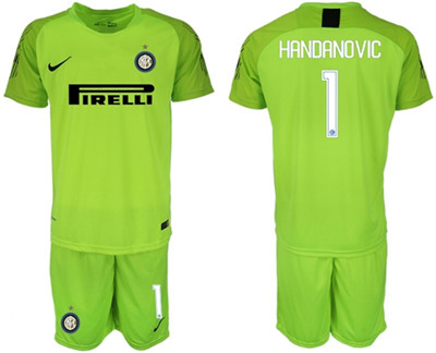 Inter Milan #1 Handanovic Shiny Green Goalkeeper Soccer Club Jersey