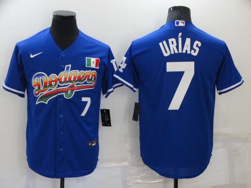 Men's Los Angeles Dodgers #7 Julio Urias Blue Stitched MLB Cool Base Nike Fashion Jersey Men's Los Angeles Dodgers #7 Julio Urias Blue Stitched MLB Cool Base Nike Fashion Jersey