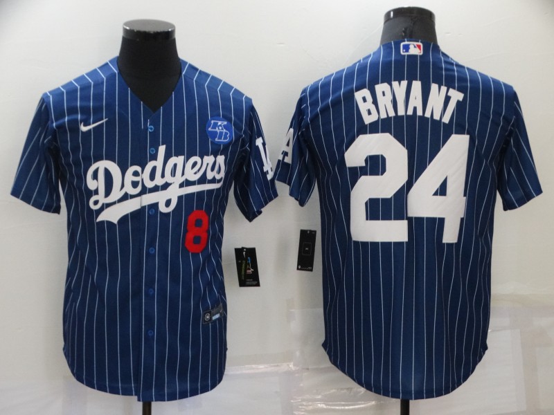 Men's Los Angeles Dodgers #8 #24 Kobe Bryant Blue Pinstripe Stitched MLB Cool Base Nike Jersey Men's Los Angeles Dodgers #8 #24 Kobe Bryant Blue Pinstripe Stitched MLB Cool Base Nike Jersey
