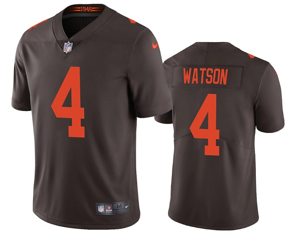 Men's Cleveland Browns #4 Deshaun Watson Brown Color Rush Vapor Untouchable Limited Stitched Jersey