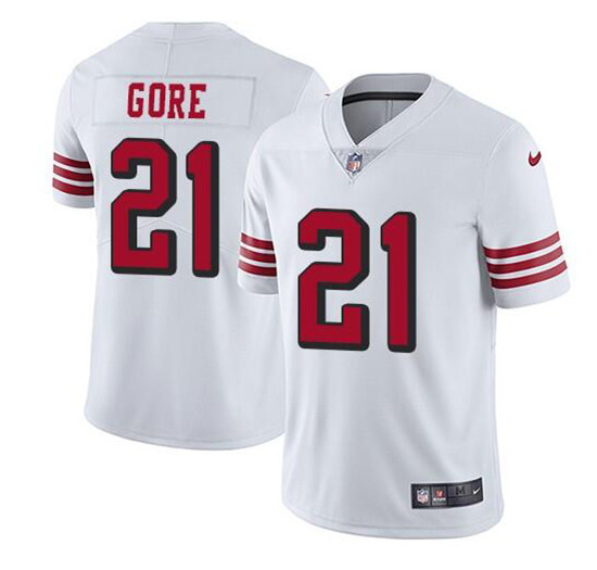 Men's San Francisco 49ers #21 Frank Gore White Stitched Jersey