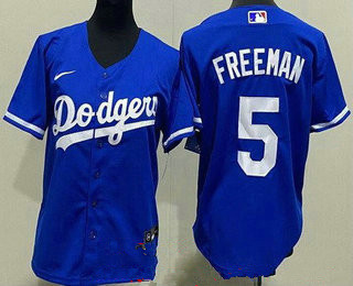 Women's Los Angeles Dodgers #5 Freddie Freeman Blue Cool Base Jersey Women's Los Angeles Dodgers #5 Freddie Freeman Blue Cool Base Jersey