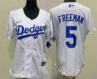 Women's Los Angeles Dodgers #5 Freddie Freeman White Cool Base Jersey