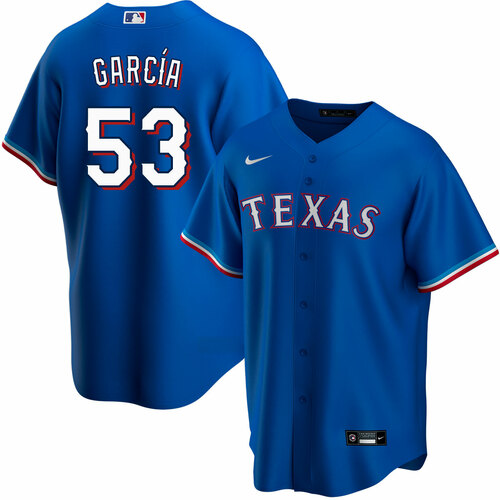 Men's Texas Rangers #53 Adolis Garcia Blue Cool Base Stitched Baseball Jersey