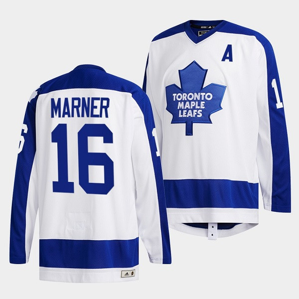 Men's Toronto Maple Leafs #16 Mitchell Marner White Classics Primary Logo Stitched Jersey