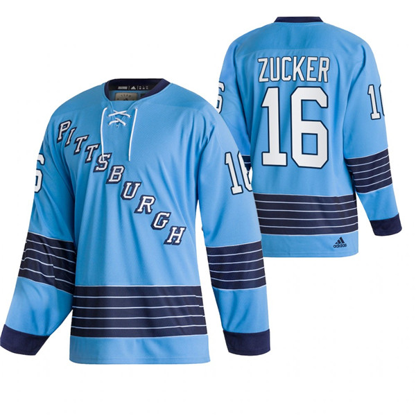 Men's Pittsburgh Penguins #16 Jason Zucker 2022 Blue Classics Stitched Jersey