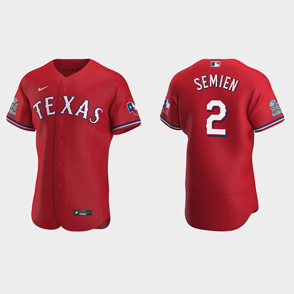 Men's Texas Rangers #2 Marcus Semien Red Flex Base Stitched Jersey
