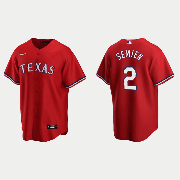 Men's Texas Rangers #2 Marcus Semien Red Cool Base Stitched Baseball Jersey
