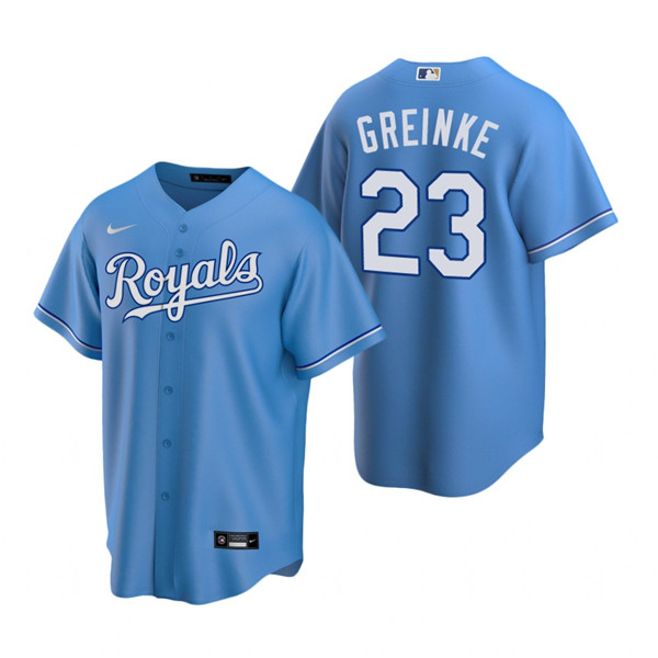 Men's Kansas City Royals #23 Zack Greinke Light Blue Cool Base Stitched Jersey