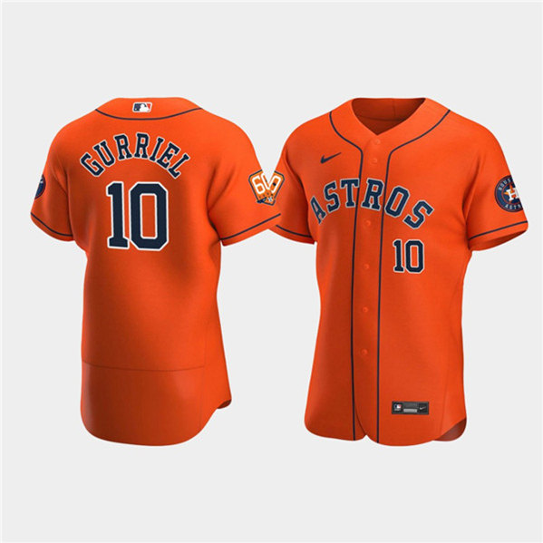 Men's Houston Astros #10 Yuli Gurriel Orange 60th Anniversary Flex Base Stitched Baseball Jersey