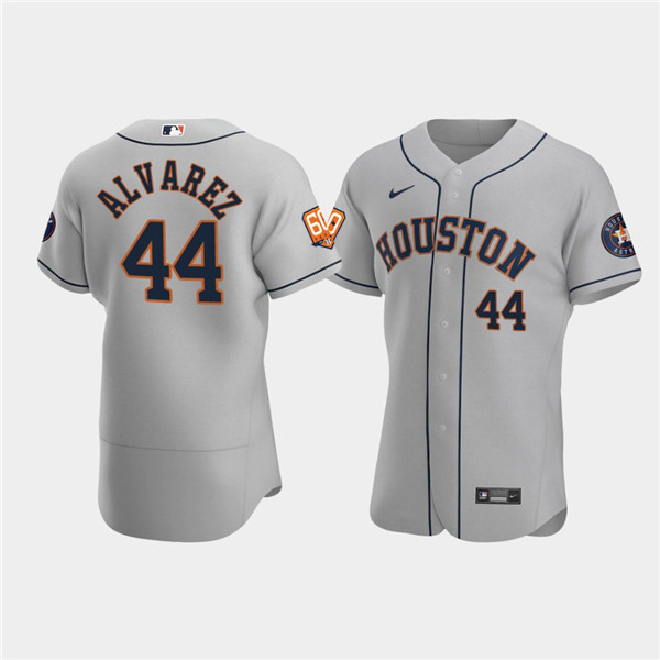 Men's Houston Astros #44 Yordan Alvarez Gray 60th Anniversary Flex Base Stitched Baseball Jersey Men's Houston Astros #44 Yordan Alvarez Gray 60th Anniversary Flex Base Stitched Baseball Jersey