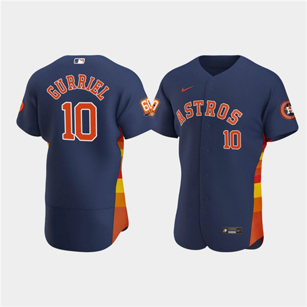 Men's Houston Astros #10 Yuli Gurriel Navy 60th Anniversary Flex Base Stitched Baseball Jersey Men's Houston Astros #10 Yuli Gurriel Navy 60th Anniversary Flex Base Stitched Baseball Jersey