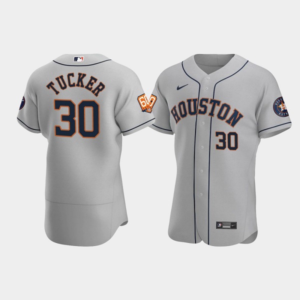 Men's Houston Astros #30 Kyle Tucker Gray 60th Anniversary Flex Base Stitched Baseball Jersey