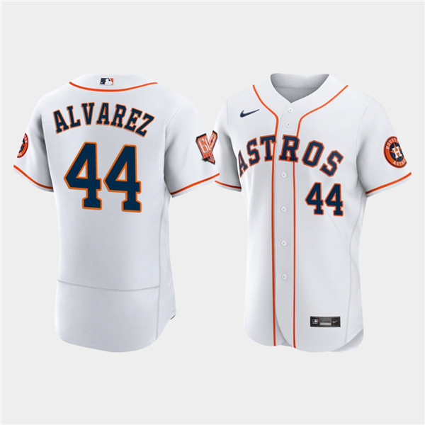 Men's Houston Astros #44 Yordan Alvarez White 60th Anniversary Flex Base Stitched Baseball Jersey