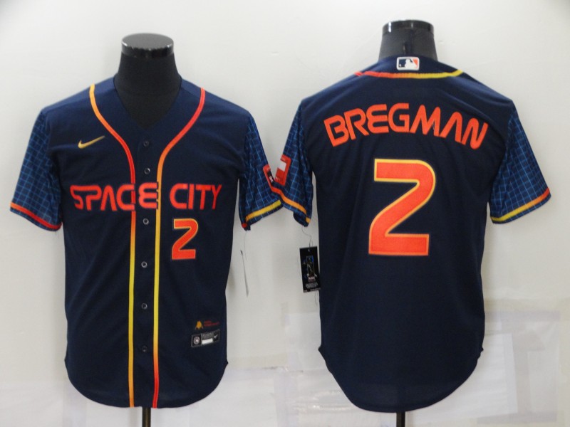 Men's Houston Astros #2 Alex Bregman Number 2022 Navy Blue City Connect Cool Base Stitched Jersey Men's Houston Astros #2 Alex Bregman Number 2022 Navy Blue City Connect Cool Base Stitched Jersey