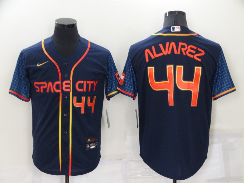 Men's Houston Astros #44 Yordan Alvarez Number 2022 Navy Blue City Connect Cool Base Stitched Jersey Men's Houston Astros #44 Yordan Alvarez Number 2022 Navy Blue City Connect Cool Base Stitched Jersey