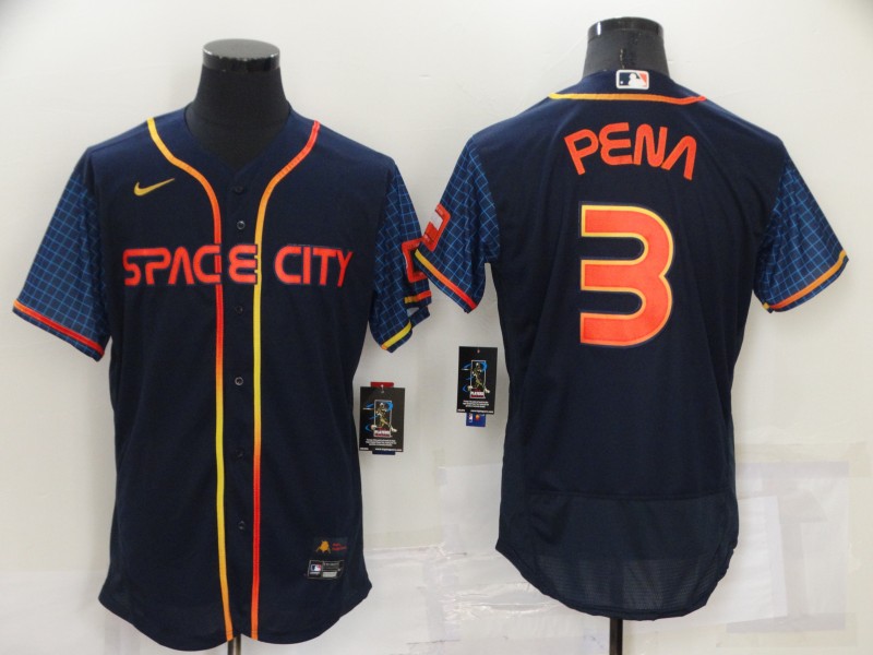 Men's Houston Astros #3 Jeremy Pena 2022 Navy Blue City Connect Flex Base Stitched Baseball Jersey Men's Houston Astros #3 Jeremy Pena 2022 Navy Blue City Connect Flex Base Stitched Baseball Jersey