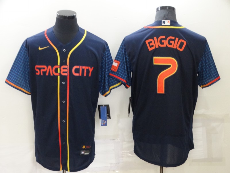 Men's Houston Astros #7 Craig Biggio 2022 Navy City Connect Flex Base Stitched Baseball Jersey