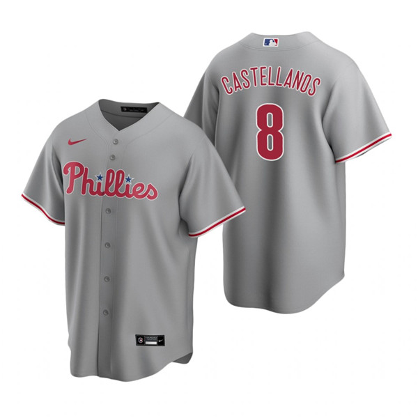 Men's Philadelphia Phillies #8 Nick Castellanos Gray Cool Base Stitched Jersey