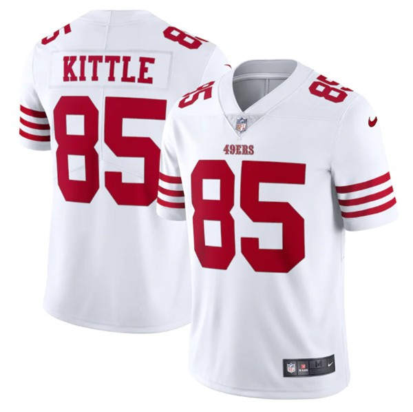 Men's San Francisco 49ers #85 George Kittle 2022 New White Vapor Untouchable Stitched Jersey Men's San Francisco 49ers #85 George Kittle 2022 New White Vapor Untouchable Stitched Jersey