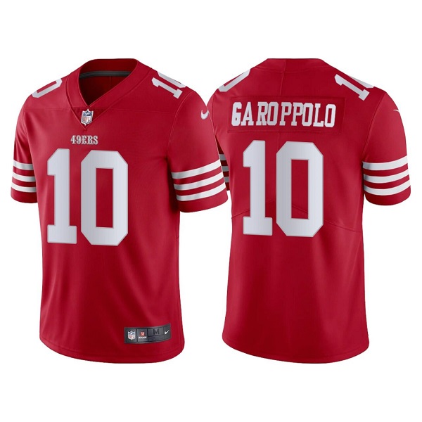 Men's San Francisco 49ers #10 Jimmy Garoppolo 2022 New Red Vapor Untouchable Stitched Jersey Men's San Francisco 49ers #10 Jimmy Garoppolo 2022 New Red Vapor Untouchable Stitched Jersey
