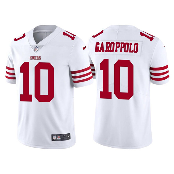 Men's San Francisco 49ers #10 Jimmy Garoppolo 2022 New White Vapor Untouchable Stitched Jersey Men's San Francisco 49ers #10 Jimmy Garoppolo 2022 New White Vapor Untouchable Stitched Jersey
