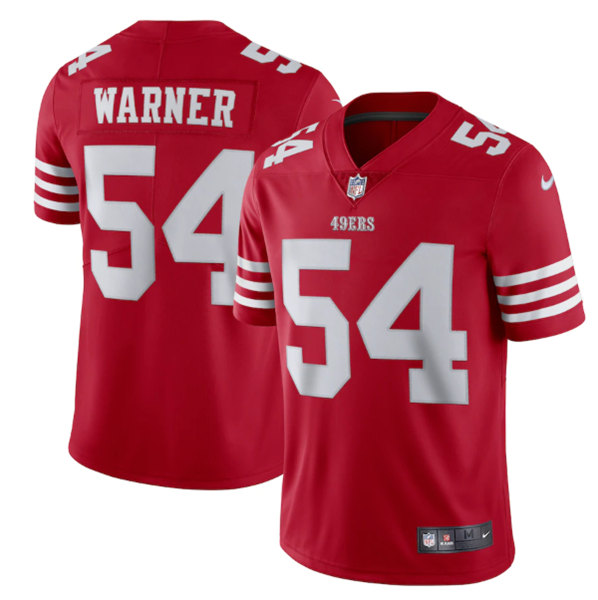 Men's San Francisco 49ers #54 Fred Warner 2022 New Scarlet Vapor Untouchable Limited Stitched Football Jersey Men's San Francisco 49ers #54 Fred Warner 2022 New Scarlet Vapor Untouchable Limited Stitched Football Jersey