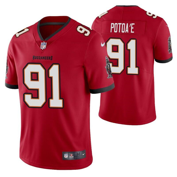 Men's Tampa Bay Buccaneers #91 Benning Potoa'e Red Vapor Untouchable Limited Stitched Jersey