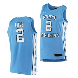 Men's North Carolina Tar Heels #2 Caleb Love Blue Authentic Jersey