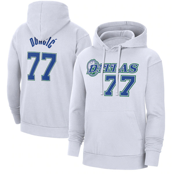 Men's Dallas Mavericks #77 Luka Doncic White Pullover Hoodie