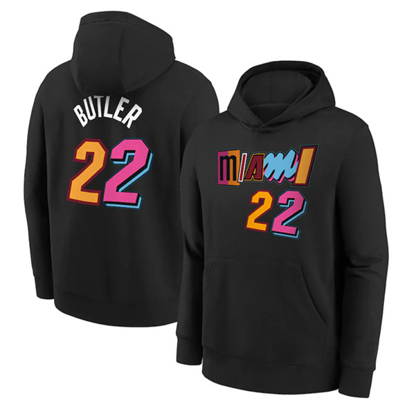 Men's Miami Heat #22 Jimmy Butler Black Pullover Hoodie
